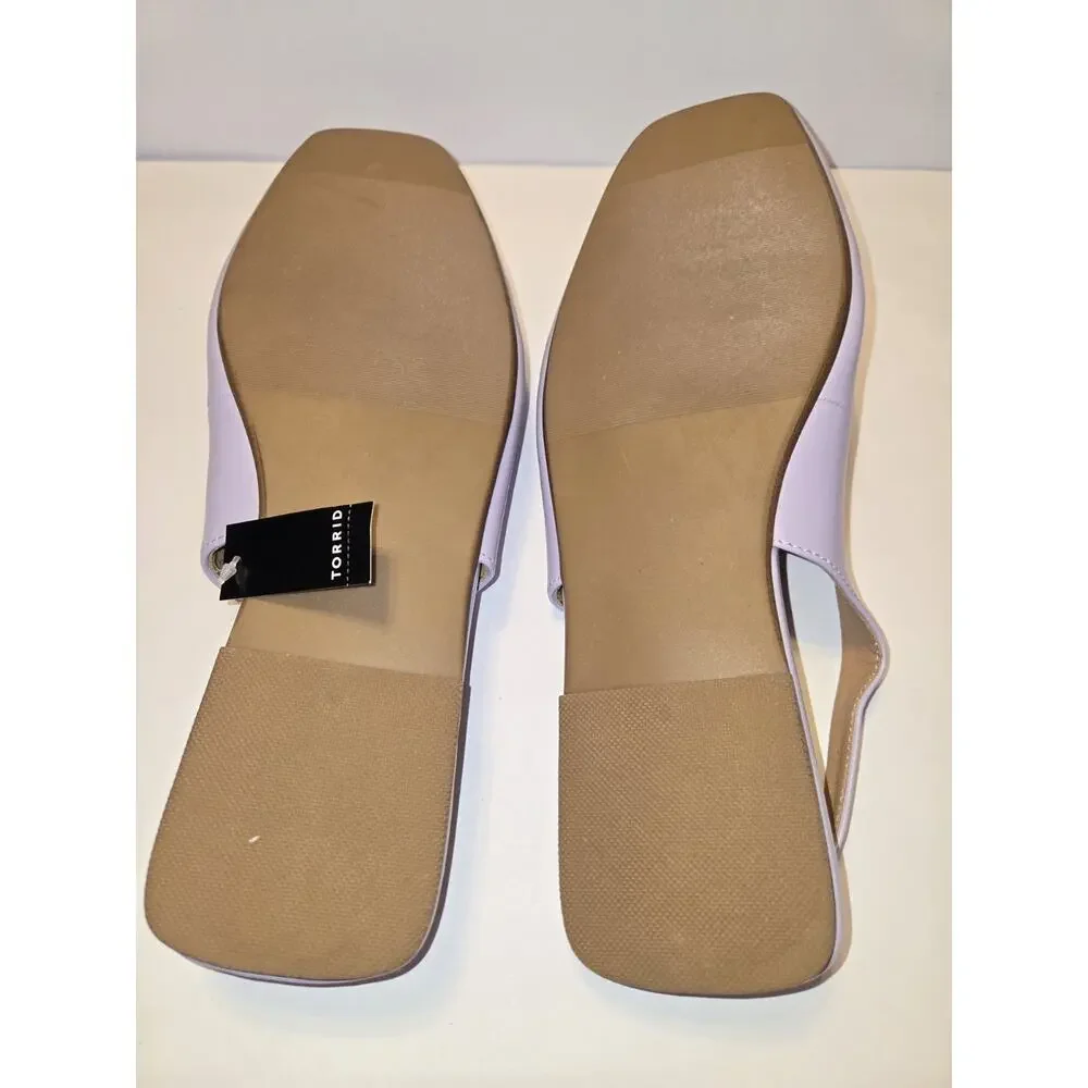 Torrid Slingback Buckle Flats Lavender Purple Square Toe Womens Shoes Size 11